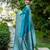 sky blue handloom raw silk weaving designer saree with blouse