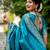 sky blue handloom raw silk weaving designer saree with blouse