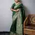 bottle green handloom raw silk weaving designer saree with blouse