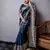 navy blue handloom raw silk weaving designer saree with blouse