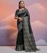 black handloom raw silk weaving designer saree with blouse