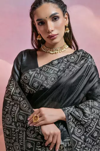 black handloom raw silk weaving designer saree with blouse