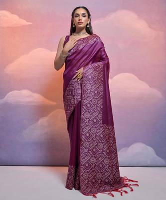 wine handloom raw silk weaving designer saree with blouse 1