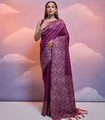 wine handloom raw silk weaving designer saree with blouse