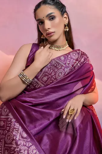wine handloom raw silk weaving designer saree with blouse