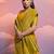 yellow handloom raw silk weaving designer saree with blouse