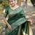 bottle green handloom raw silk weaving designer saree with blouse