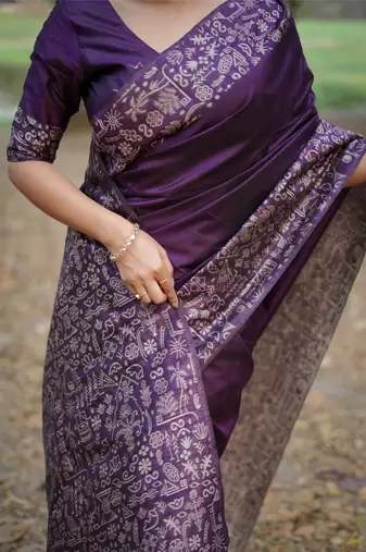 wine handloom raw silk weaving designer saree with blouse