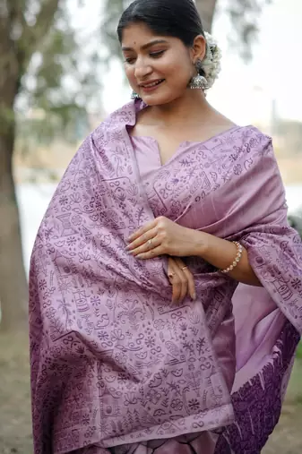purple handloom raw silk weaving designer saree with blouse