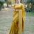 mustard handloom raw silk weaving designer saree with blouse