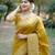 mustard handloom raw silk weaving designer saree with blouse