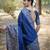 blue handloom raw silk weaving designer saree with blouse