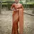 orange handloom raw silk weaving designer saree with blouse