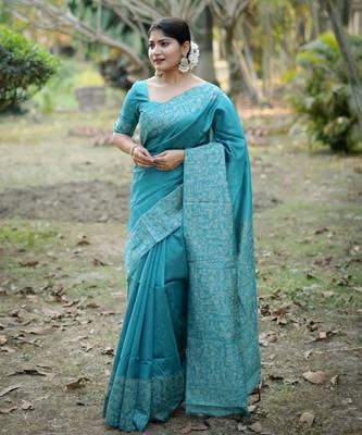 firozi handloom raw silk weaving designer saree with blouse 1