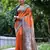 orange soft tussar silk printed designer saree with blouse