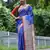 blue soft tussar silk printed designer saree with blouse