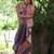 black soft tussar silk kalamkari printed designer saree with blouse