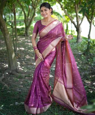 purple soft kalyani silk zari woven designer saree with blouse 1