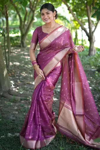 purple soft kalyani silk zari woven designer saree with blouse