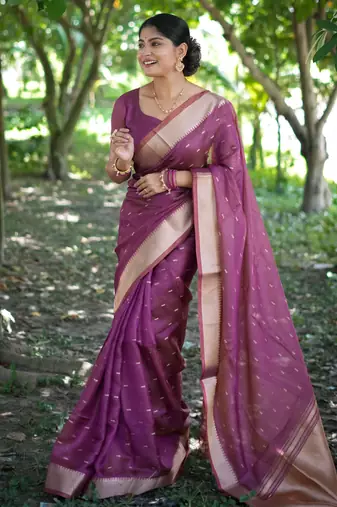 purple soft kalyani silk zari woven designer saree with blouse