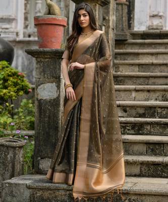 mehendi soft kalyani silk zari woven designer saree with blouse 1