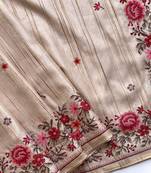 Beige Loom Tussar Saree With All Over Designer Embroidery