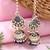Traditional meenakari kundan jhumka with ear chain for women (e3381)