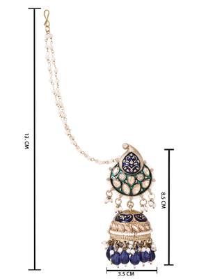 Traditional meenakari kundan jhumka with ear chain for women (e3381) 4