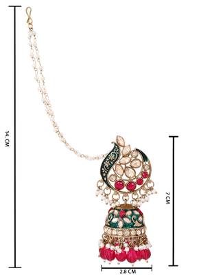 Traditional meenakari jhumka with ear chain for women (e3382) 4