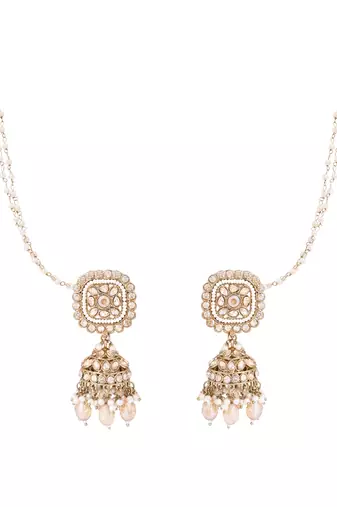 Detachable ear chain with jhumka earrings 