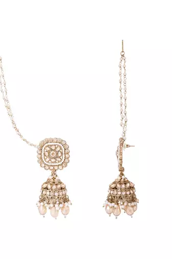 Detachable ear chain with jhumka earrings 