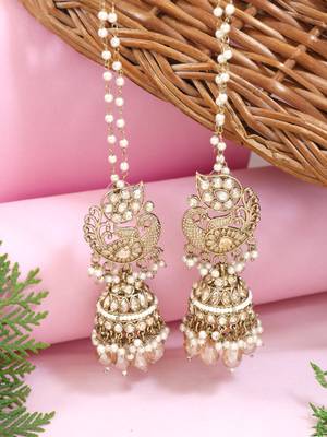 Detachable ear chain with jhumka earrings (e3383fl) 1