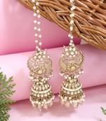 Detachable ear chain with jhumka earrings (e3383fl)