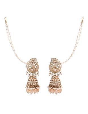 Detachable ear chain with jhumka earrings (e3383fl) 2