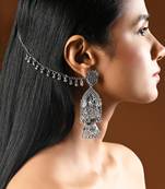 Traditional temple style jhumka earring with ear chain for women (e3386ox)