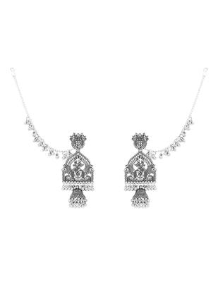 Traditional temple style jhumka earring with ear chain for women (e3386ox) 3