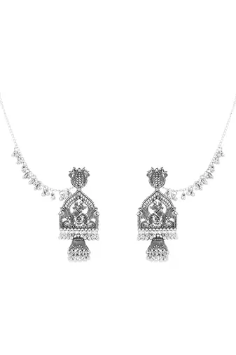Traditional temple style jhumka earring with ear chain for women (e3386ox)