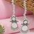 Traditional mirror work earring with ear chain for women (e3387ox)
