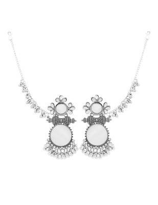 Traditional mirror work earring with ear chain for women (e3387ox) 3
