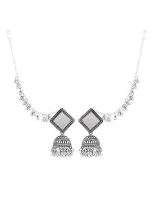 Traditional mirror jhumka earring with ear chain for women (e3388ox) 3