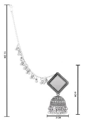 Traditional mirror jhumka earring with ear chain for women (e3388ox) 5