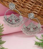 Traditional silver oxidised dangle earrings for women 
