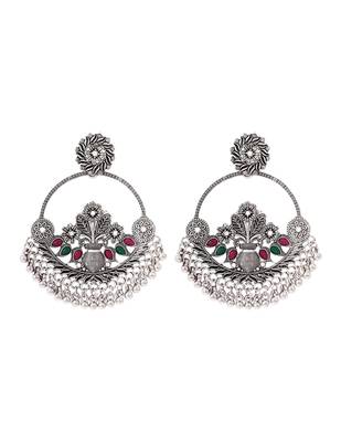Traditional silver oxidised dangle earrings for women  2