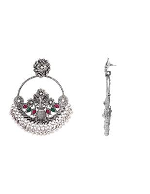 Traditional silver oxidised dangle earrings for women  3
