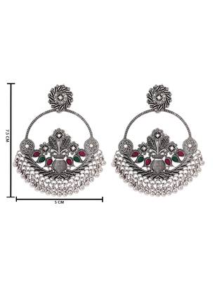 Traditional silver oxidised dangle earrings for women  5