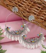 Traditional silver oxidised dangle earrings for women 
