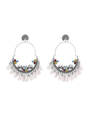 Traditional silver oxidised dangle earrings for women  2