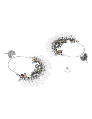 Traditional silver oxidised dangle earrings for women  4