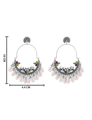 Traditional silver oxidised dangle earrings for women  5
