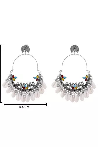 Traditional silver oxidised dangle earrings for women 